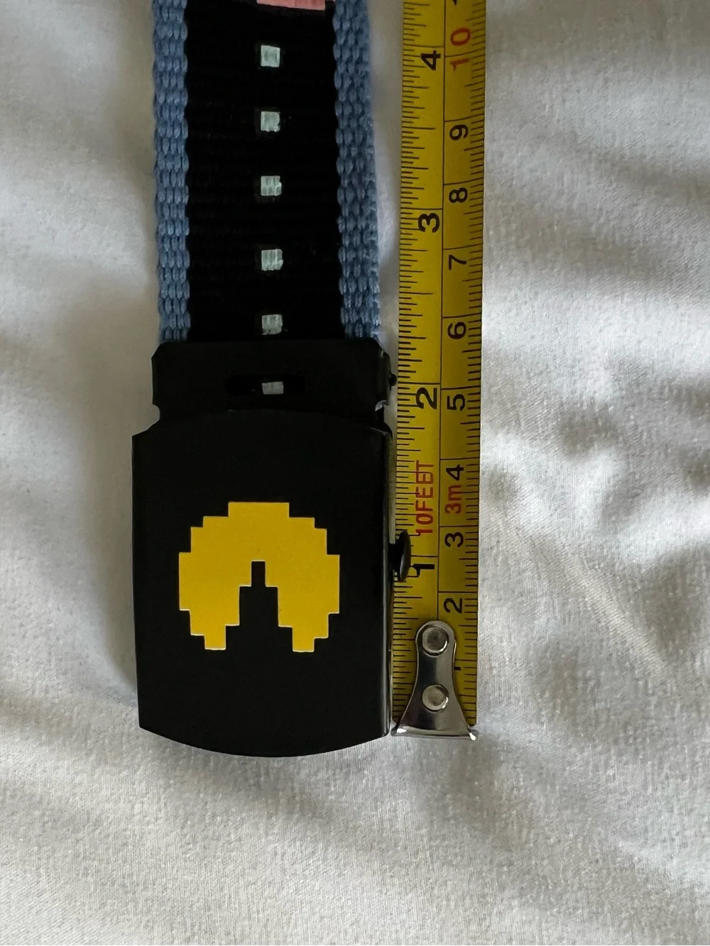Casual Pixel-Graphic Canvas Web Belt in Light Blue and Black